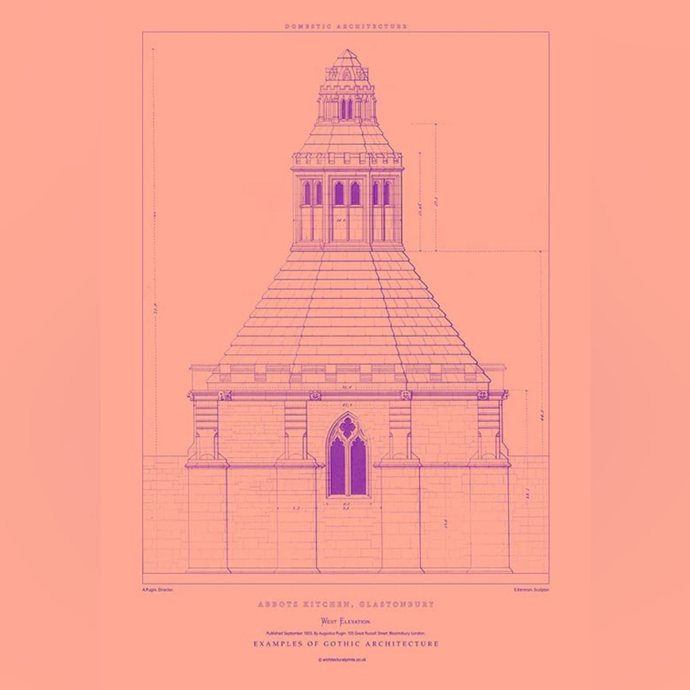 Architectural Print: Abbots Kitchen West Elevation/ Size A2